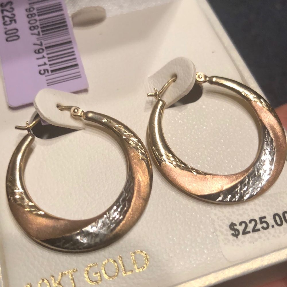 NWT 10K tri-colored gold earrings - Picture 2 of 8